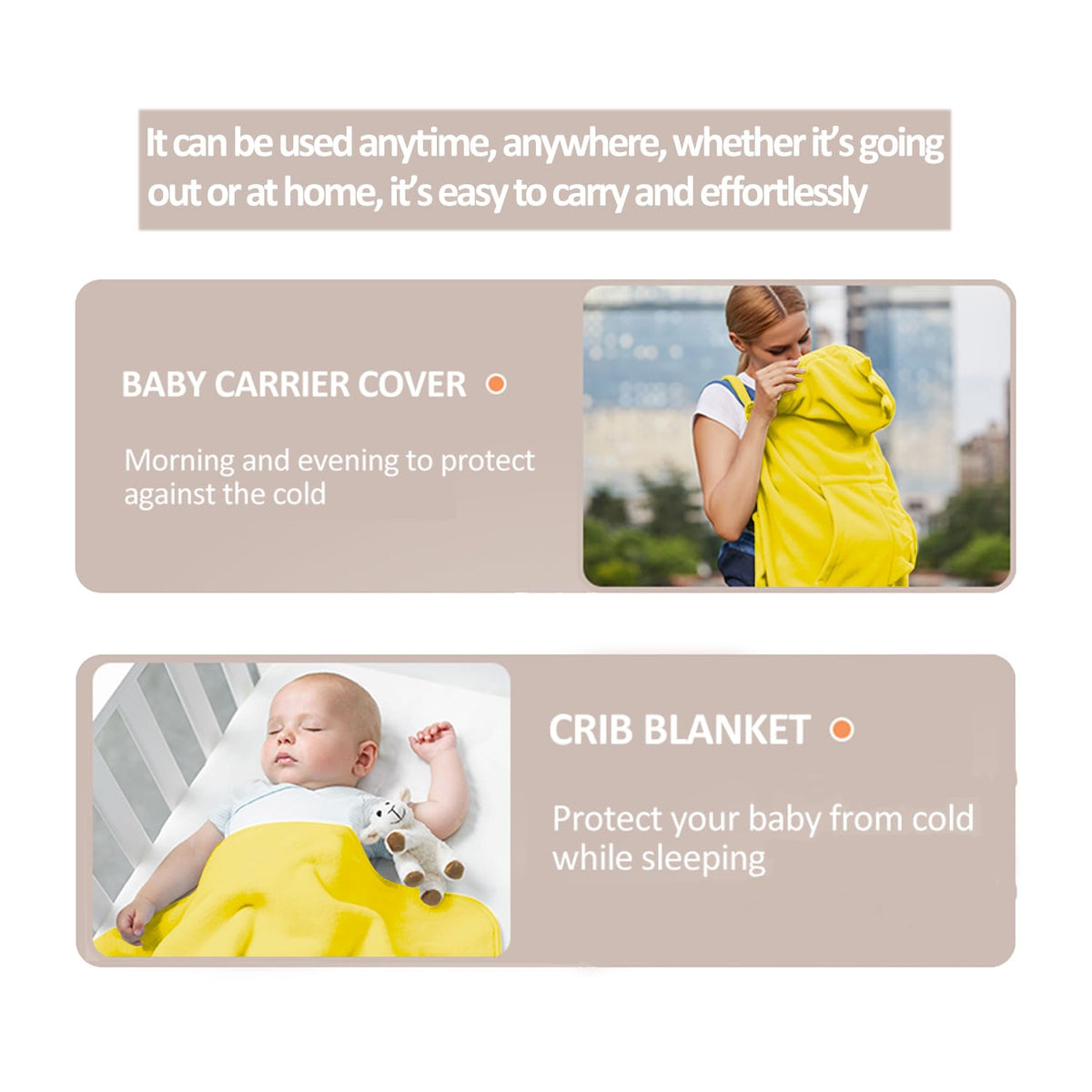 Baby Carrier Cover Stroller Cover,Newborn Hooded Stretchy Cloak,Soft Kangaroo Hoodie for Mom Baby,Suit for All Seasons (Green)