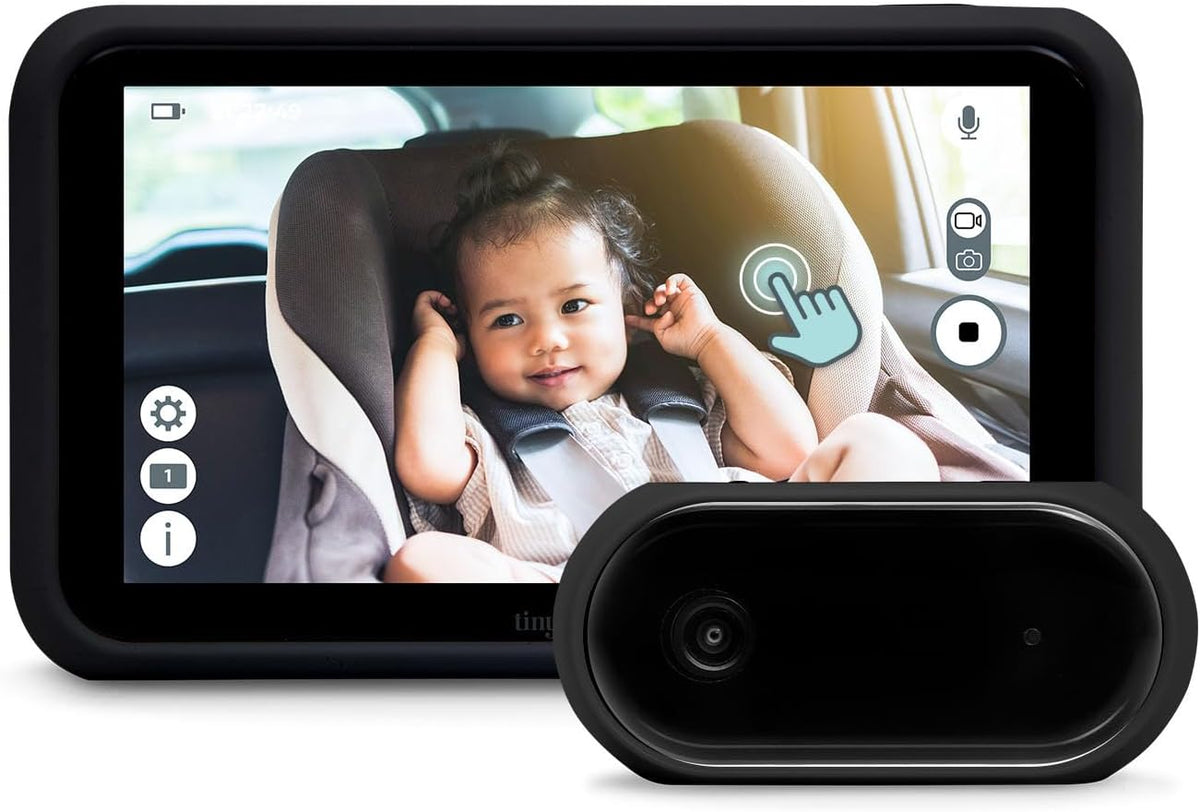 5” HD Touch Screen Baby Car Monitor – Hackproof, No WiFi Baby Camera for Travel and Home, Night Vision, Headrest or Clamp Mount, Baby Reminder Alert - Black