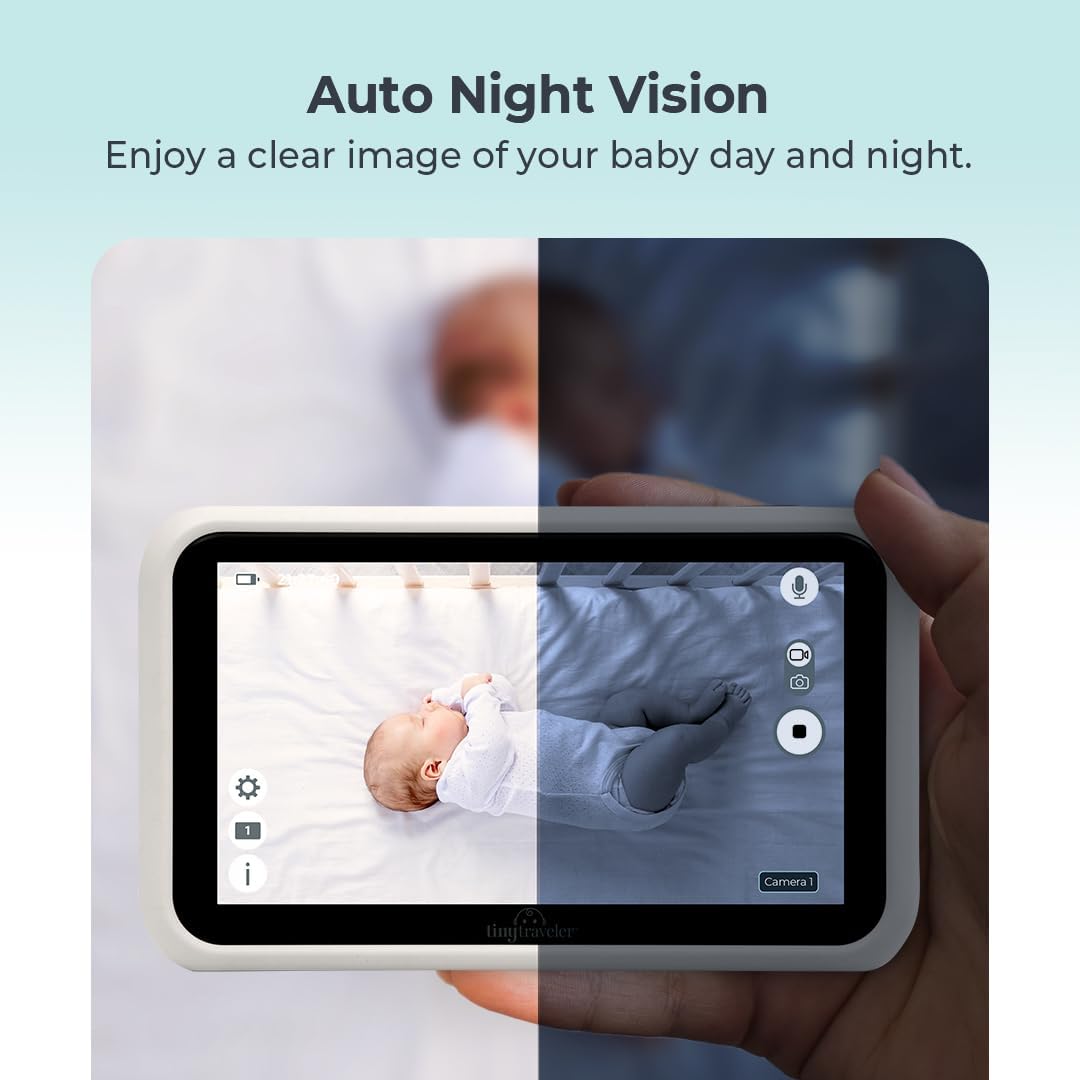 5” HD Touch Screen Baby Car Monitor – Hackproof, No WiFi Baby Camera for Travel and Home, Night Vision, Headrest or Clamp Mount, Baby Reminder Alert - Black