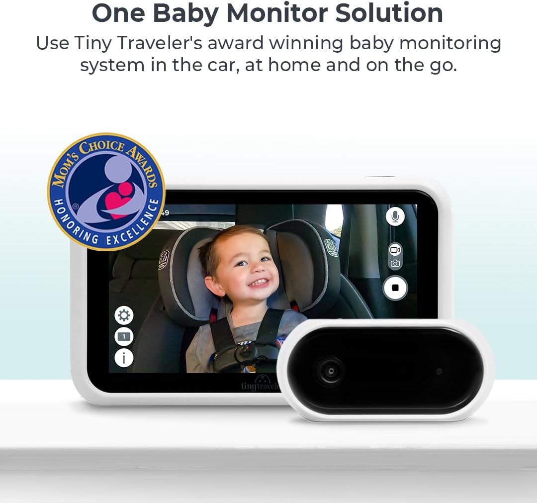 5” HD Touch Screen Baby Car Monitor – Hackproof, No WiFi Baby Camera for Travel and Home, Night Vision, Headrest or Clamp Mount, Baby Reminder Alert - Black