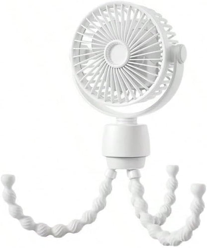 Mini Portable Stroller Fan Clip on Detachable 3 Speed Rechargeable (black)