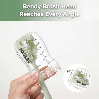 5-in-1 Cleaning Brush Set – Baby Bottle Brush & Bottle Brush Cleaner, Multi-Purpose 360° Comprehensive Cleaning for Breast Pumps, Breast Milk Collector, Baby Bottles, Nipples ,Straw – Portable