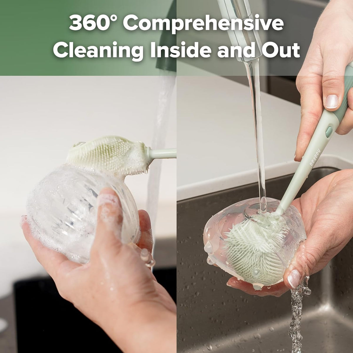 5-in-1 Cleaning Brush Set – Baby Bottle Brush & Bottle Brush Cleaner, Multi-Purpose 360° Comprehensive Cleaning for Breast Pumps, Breast Milk Collector, Baby Bottles, Nipples ,Straw – Portable