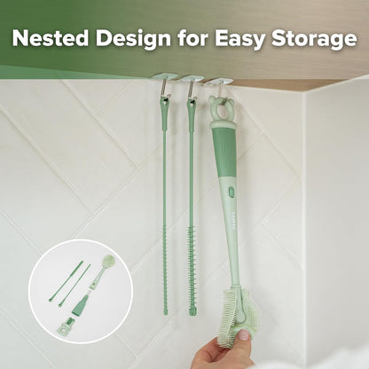 5-in-1 Cleaning Brush Set – Baby Bottle Brush & Bottle Brush Cleaner, Multi-Purpose 360° Comprehensive Cleaning for Breast Pumps, Breast Milk Collector, Baby Bottles, Nipples ,Straw – Portable