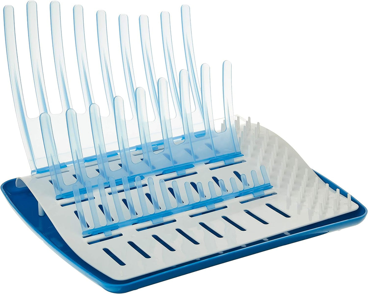 Folding Baby Bottle Drying Rack for Easy Storage, Dry Nipples, Pacifiers and Other Baby Essentials, BPA-free & Natural Flow Anti-Colic Options+ Narrow Glass Baby Bottle 8 oz/250 mL