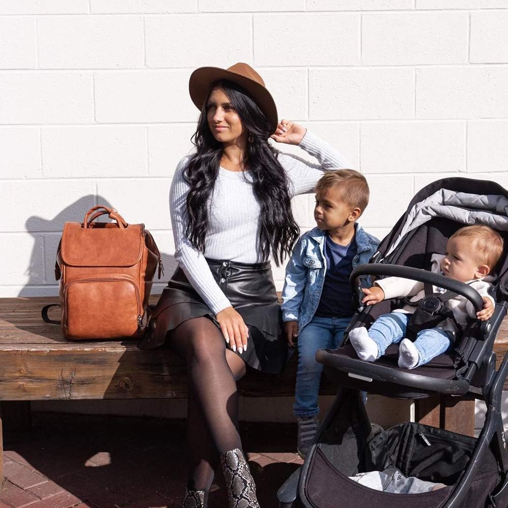 Leather Diaper Bag Backpack with Changing Mat