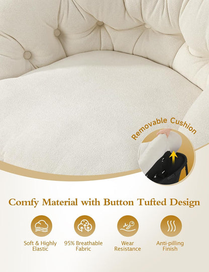 Wide Rocking Chair Nursery, Comfy Saucer Nursery Rocking Chairs with Removable Cushion, Indoor Papasan Nursing Chair for Breastfeeding, Mecedora Para Adultos for Living Room & Bedroom (Cream)