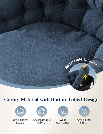 Wide Rocking Chair Nursery, Comfy Saucer Nursery Rocking Chairs with Removable Cushion, Indoor Papasan Nursing Chair for Breastfeeding, Mecedora Para Adultos for Living Room & Bedroom (Cream)