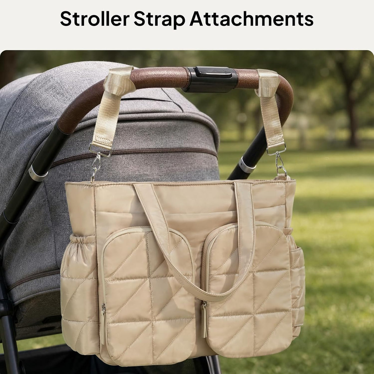 Diaper Bag Tote, Quilted Puffer Baby Bag with Insulated Pockets, Lightweight Hospital Bag for Mom & Dad, Travel, Work