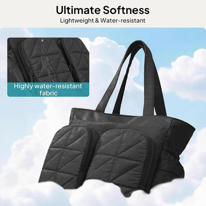Diaper Bag Tote, Quilted Puffer Baby Bag with Insulated Pockets, Lightweight Hospital Bag for Mom & Dad, Travel, Work