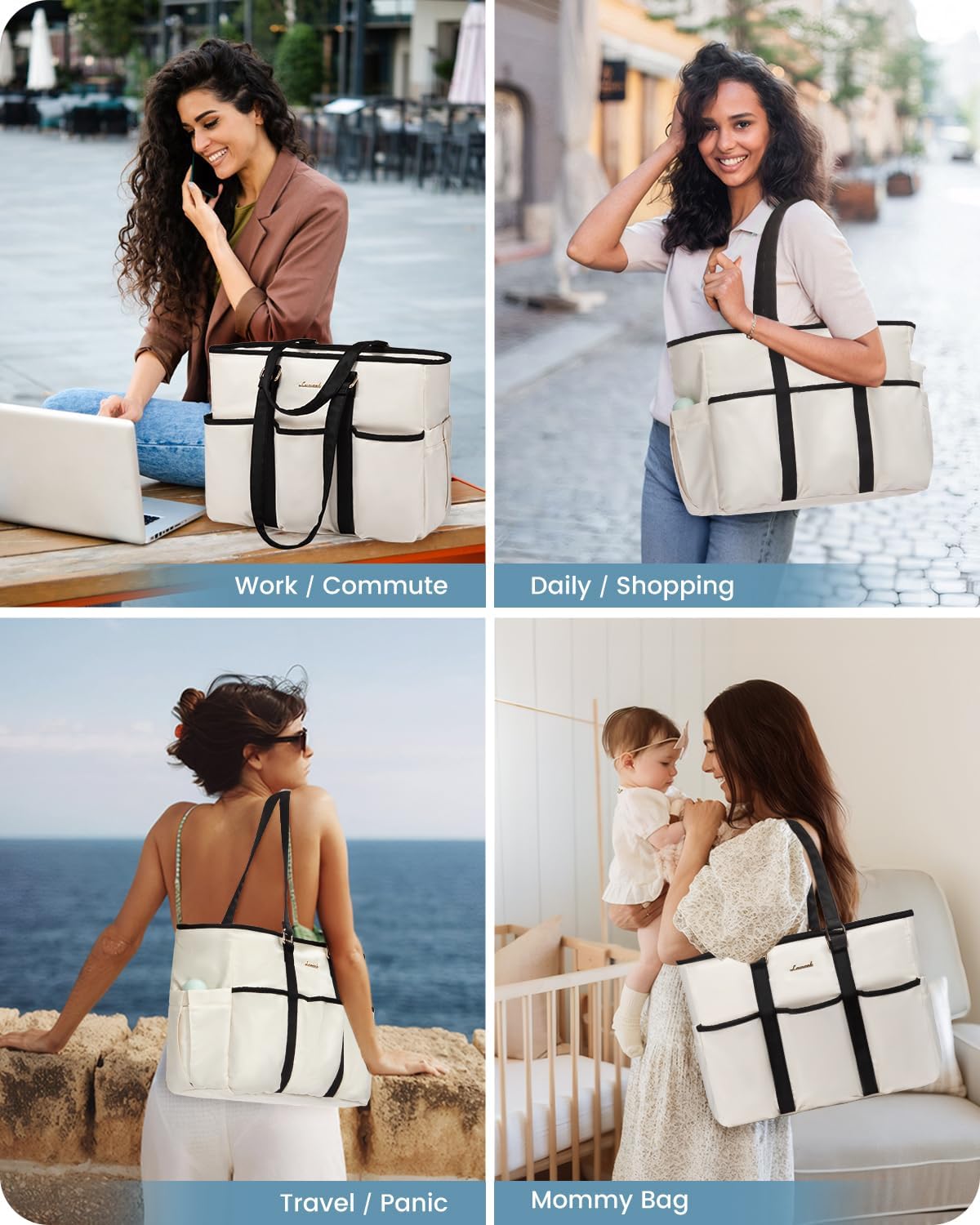 Work Tote Bag for Women, Teacher Tote Bag Nurse Bag, Utility Bag For Work/Travel/College/Daily, Large Purse Handbag With Multi Pockets