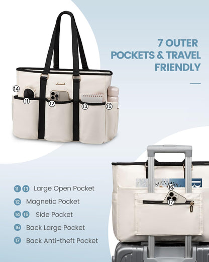 Work Tote Bag for Women, Teacher Tote Bag Nurse Bag, Utility Bag For Work/Travel/College/Daily, Large Purse Handbag With Multi Pockets