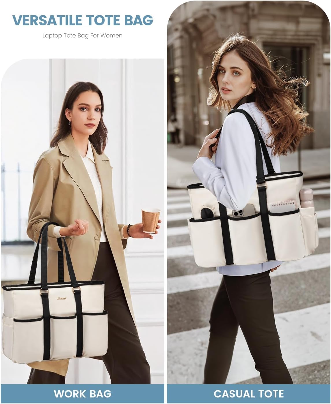 Work Tote Bag for Women, Teacher Tote Bag Nurse Bag, Utility Bag For Work/Travel/College/Daily, Large Purse Handbag With Multi Pockets