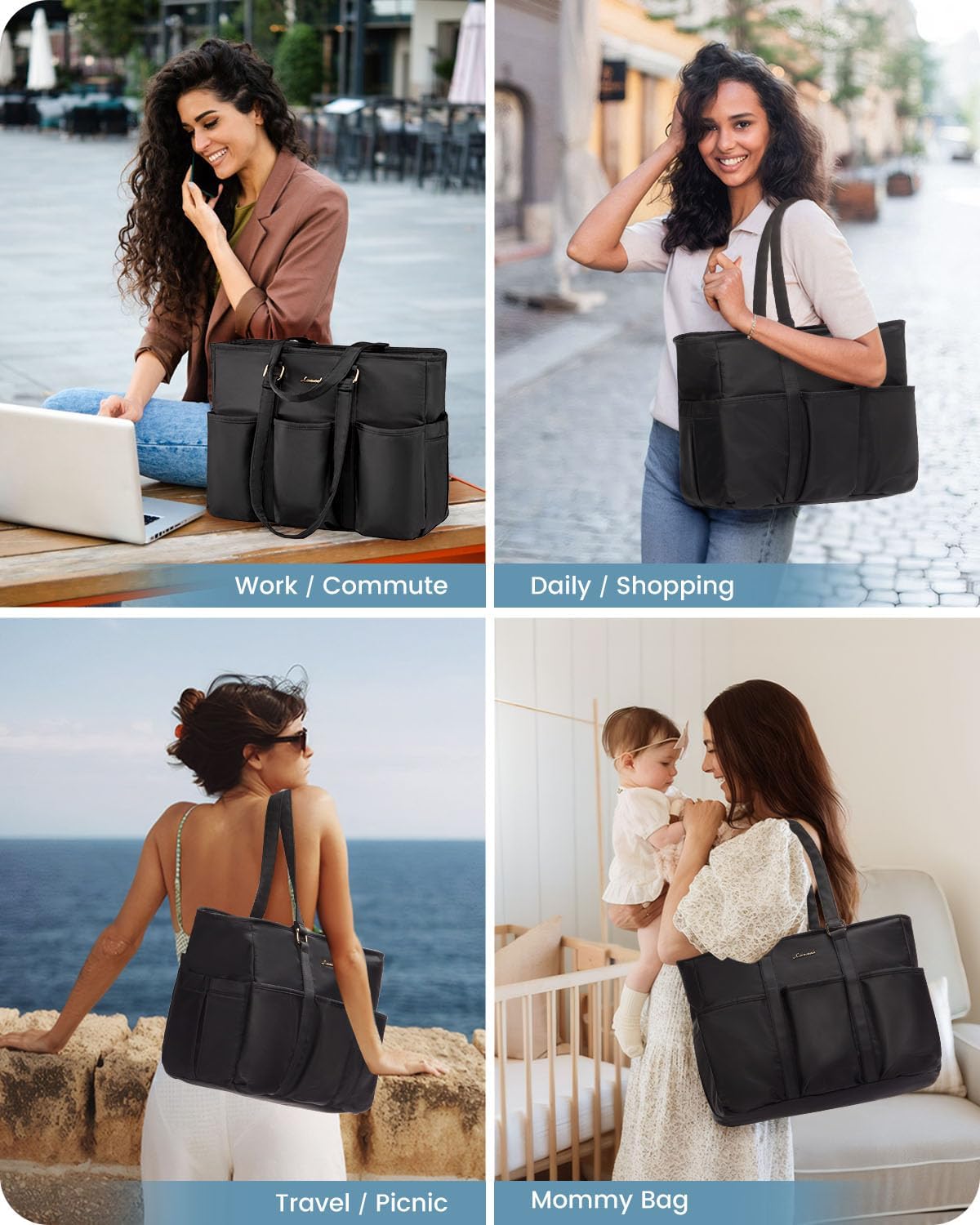 Work Tote Bag for Women, Teacher Tote Bag Nurse Bag, Utility Bag For Work/Travel/College/Daily, Large Purse Handbag With Multi Pockets