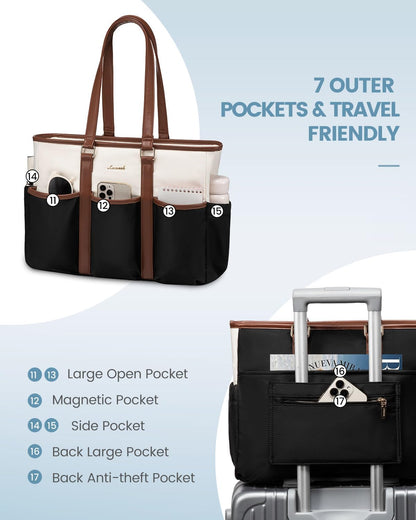 Work Tote Bag for Women, Teacher Tote Bag Nurse Bag, Utility Bag For Work/Travel/College/Daily, Large Purse Handbag With Multi Pockets
