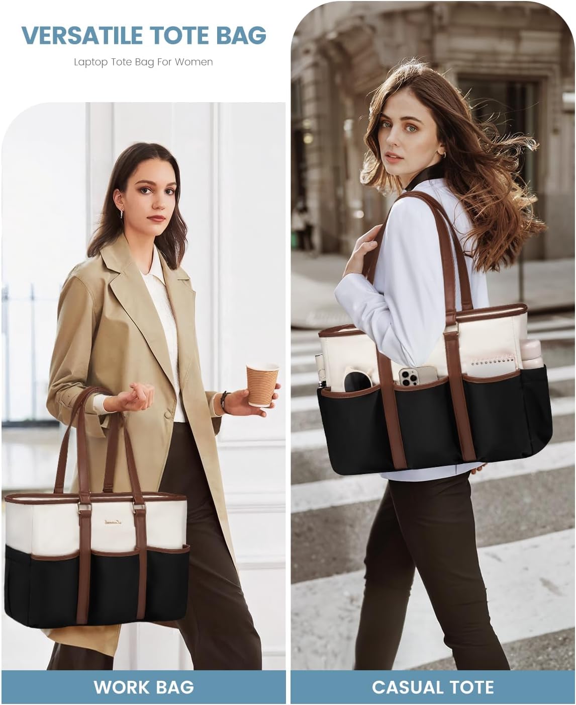 Work Tote Bag for Women, Teacher Tote Bag Nurse Bag, Utility Bag For Work/Travel/College/Daily, Large Purse Handbag With Multi Pockets