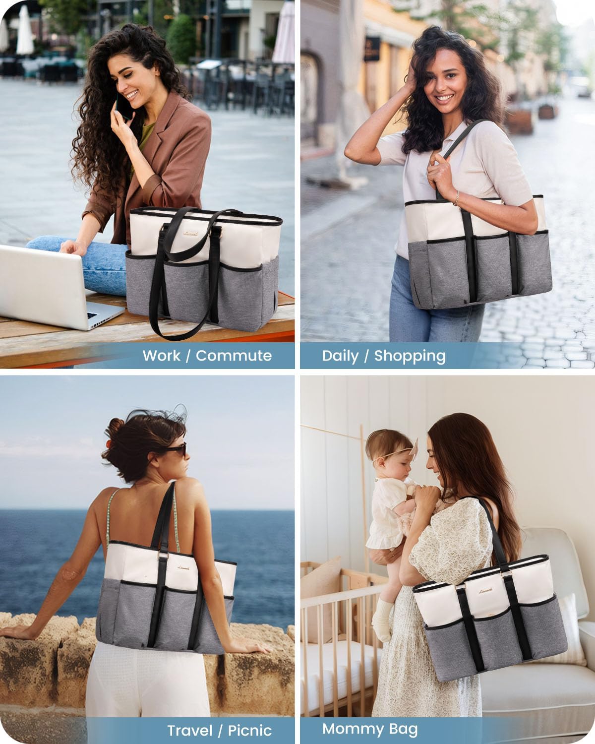 Work Tote Bag for Women, Teacher Tote Bag Nurse Bag, Utility Bag For Work/Travel/College/Daily, Large Purse Handbag With Multi Pockets