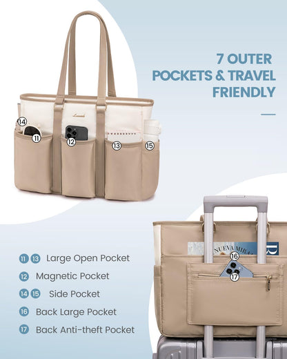 Work Tote Bag for Women, Teacher Tote Bag Nurse Bag, Utility Bag For Work/Travel/College/Daily, Large Purse Handbag With Multi Pockets