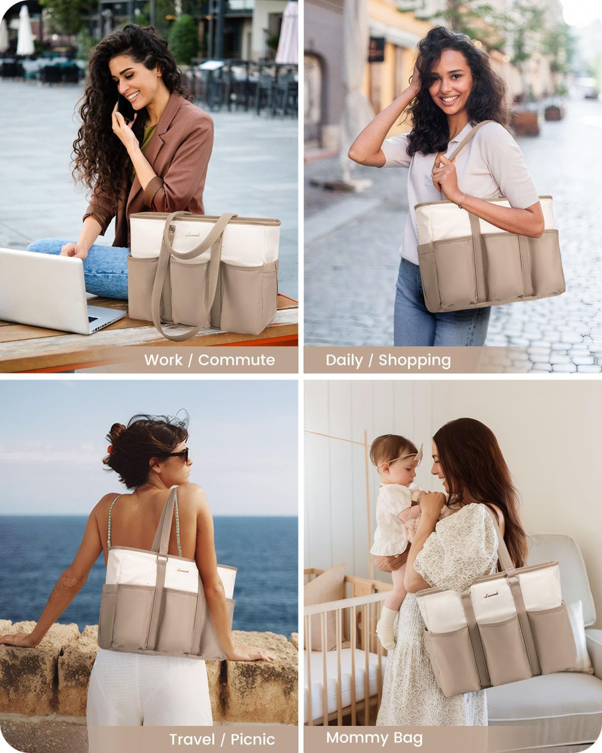 Work Tote Bag for Women, Teacher Tote Bag Nurse Bag, Utility Bag For Work/Travel/College/Daily, Large Purse Handbag With Multi Pockets