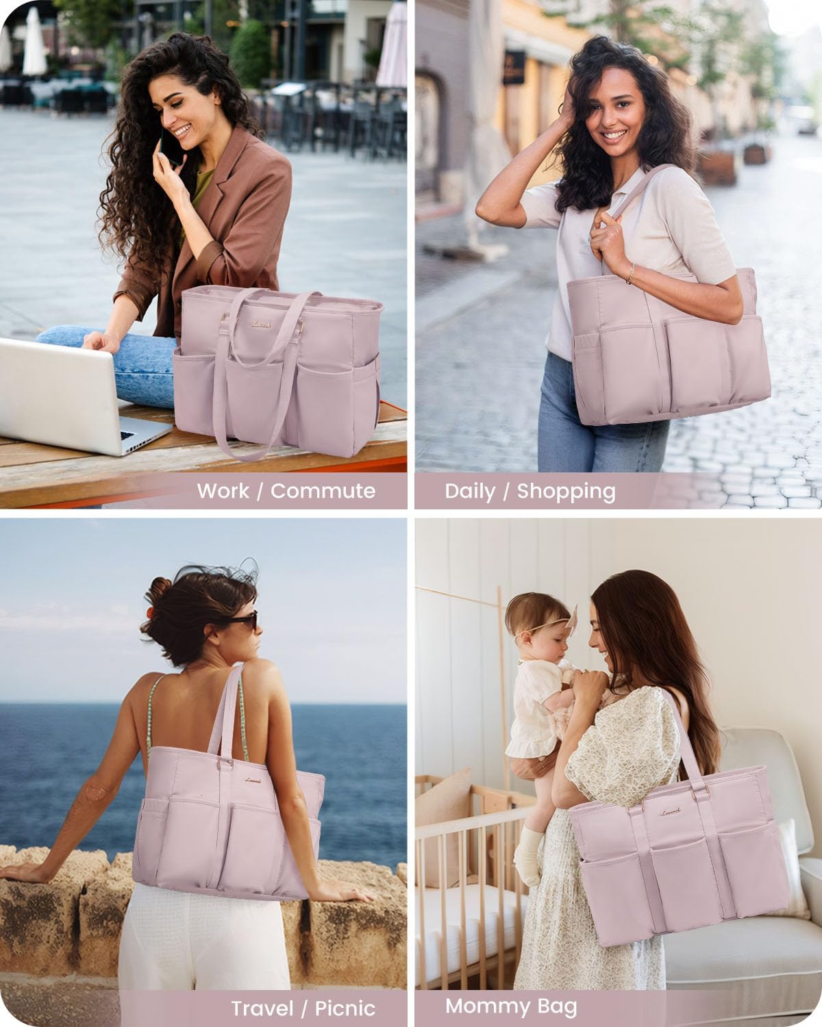 Work Tote Bag for Women, Teacher Tote Bag Nurse Bag, Utility Bag For Work/Travel/College/Daily, Large Purse Handbag With Multi Pockets
