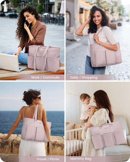 Work Tote Bag for Women, Teacher Tote Bag Nurse Bag, Utility Bag For Work/Travel/College/Daily, Large Purse Handbag With Multi Pockets