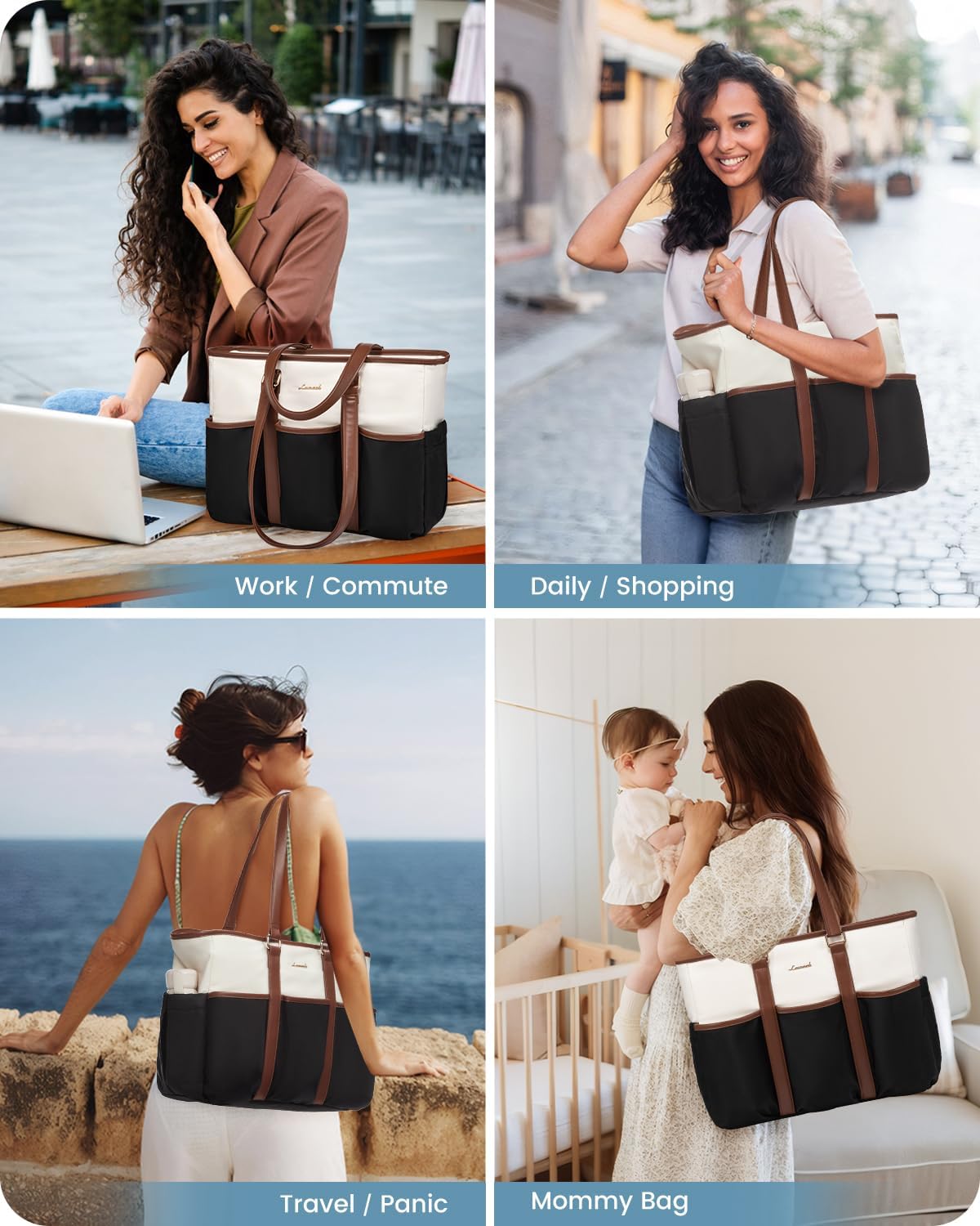 Work Tote Bag for Women, Teacher Tote Bag Nurse Bag, Utility Bag For Work/Travel/College/Daily, Large Purse Handbag With Multi Pockets