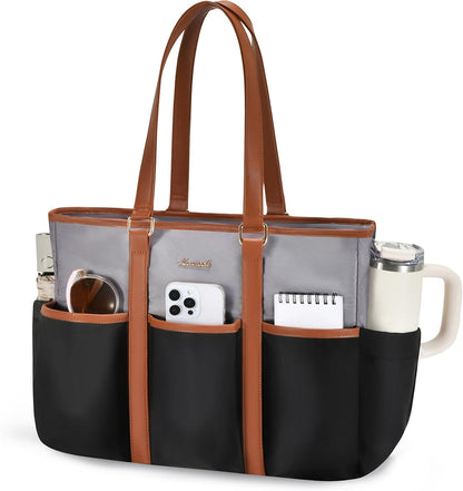 Work Tote Bag for Women, Teacher Tote Bag Nurse Bag, Utility Bag For Work/Travel/College/Daily, Large Purse Handbag With Multi Pockets