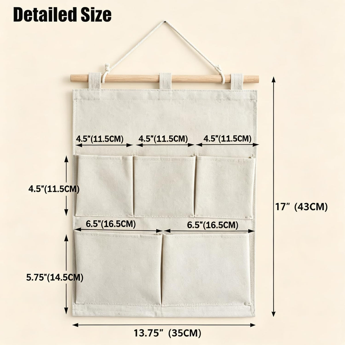 Over the Door Magazine Pockets, Closet Hanging Organizer Bag,5 Pockets
