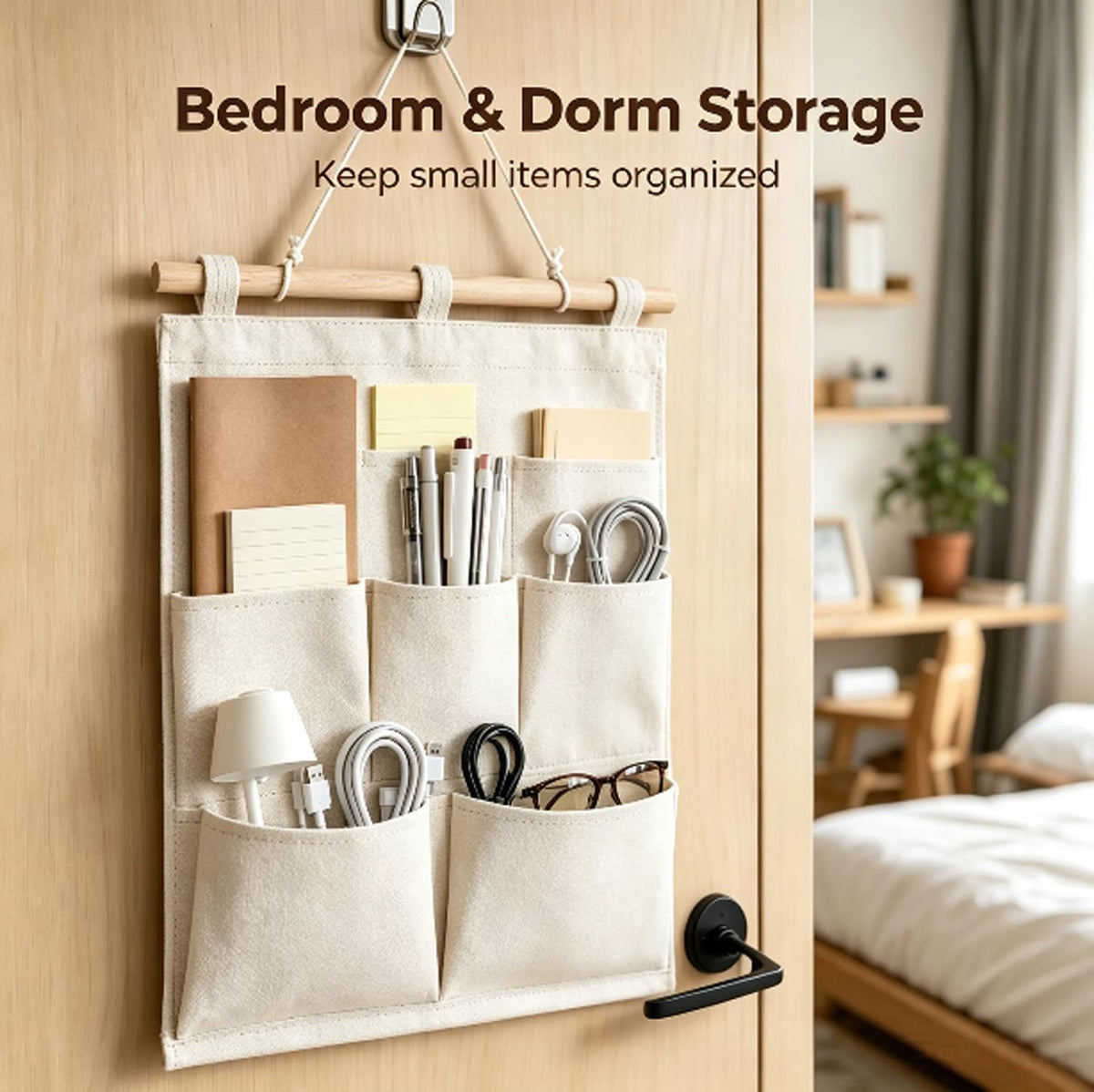 Over the Door Magazine Pockets, Closet Hanging Organizer Bag,5 Pockets