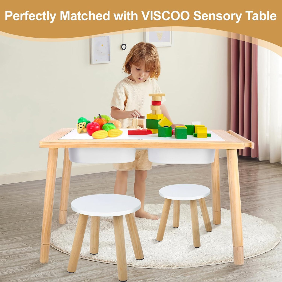 2 Pack Wooden Step Stool for Kids,Children's Stool,Small Wood Stool