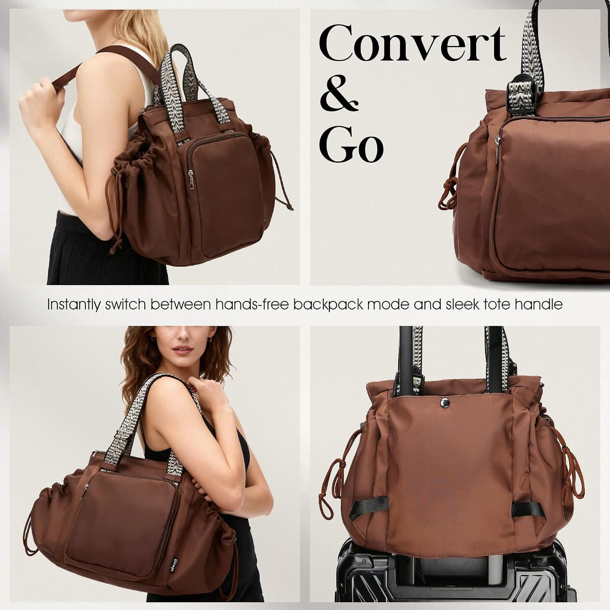 Everyday Bag Tote for Women, Spacious Diaper Bag with 16 Pockets, Durable Travel Bag, Sleek Work Shoulder Bag