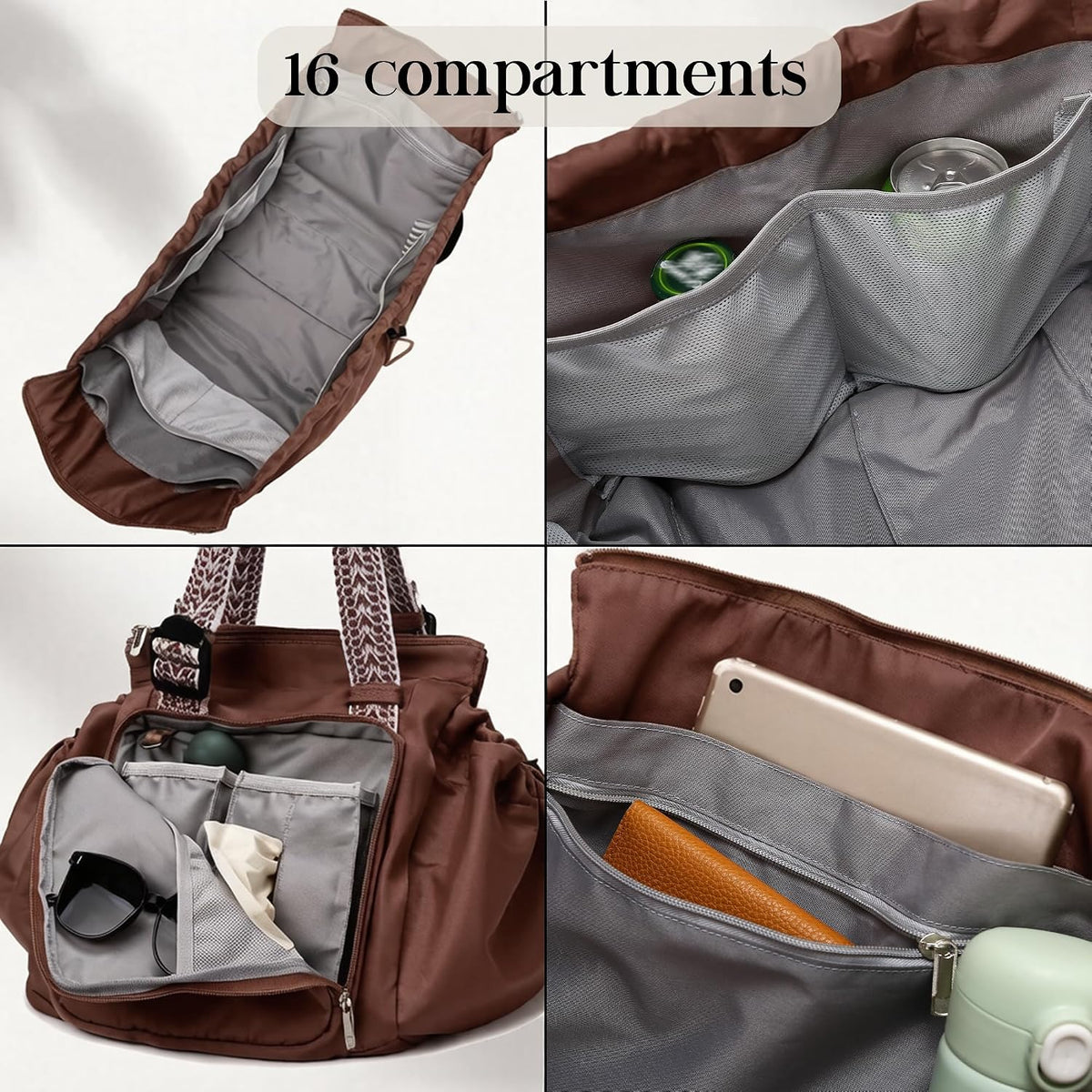 Everyday Bag Tote for Women, Spacious Diaper Bag with 16 Pockets, Durable Travel Bag, Sleek Work Shoulder Bag
