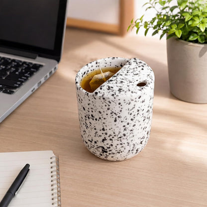 Ceramic Mug with Sip Hole 10 oz Novelty Food Pattern Ceramic Coffee Mug Hand Painted Travel Mugs Heat Resistant Non Slip Built in One Lid Handcraft Mugs for Coffee Lovers Appreciation Gift