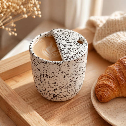 Ceramic Mug with Sip Hole 10 oz Novelty Food Pattern Ceramic Coffee Mug Hand Painted Travel Mugs Heat Resistant Non Slip Built in One Lid Handcraft Mugs for Coffee Lovers Appreciation Gift