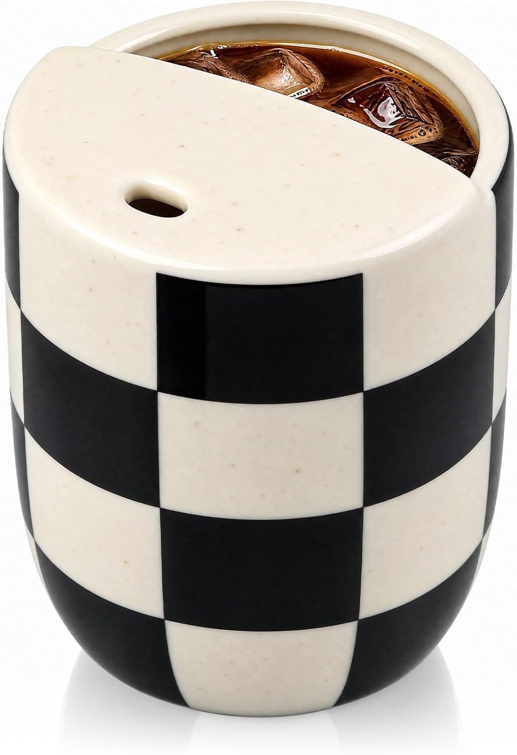 Ceramic Mug with Sip Hole 10 oz Novelty Food Pattern Ceramic Coffee Mug Hand Painted Travel Mugs Heat Resistant Non Slip Built in One Lid Handcraft Mugs for Coffee Lovers Appreciation Gift