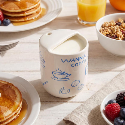 Ceramic Mug with Sip Hole 10 oz Novelty Food Pattern Ceramic Coffee Mug Hand Painted Travel Mugs Heat Resistant Non Slip Built in One Lid Handcraft Mugs for Coffee Lovers Appreciation Gift