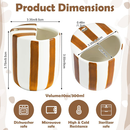Ceramic Mug with Sip Hole 10 oz Novelty Food Pattern Ceramic Coffee Mug Hand Painted Travel Mugs Heat Resistant Non Slip Built in One Lid Handcraft Mugs for Coffee Lovers Appreciation Gift