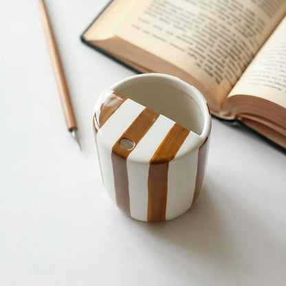 Ceramic Mug with Sip Hole 10 oz Novelty Food Pattern Ceramic Coffee Mug Hand Painted Travel Mugs Heat Resistant Non Slip Built in One Lid Handcraft Mugs for Coffee Lovers Appreciation Gift