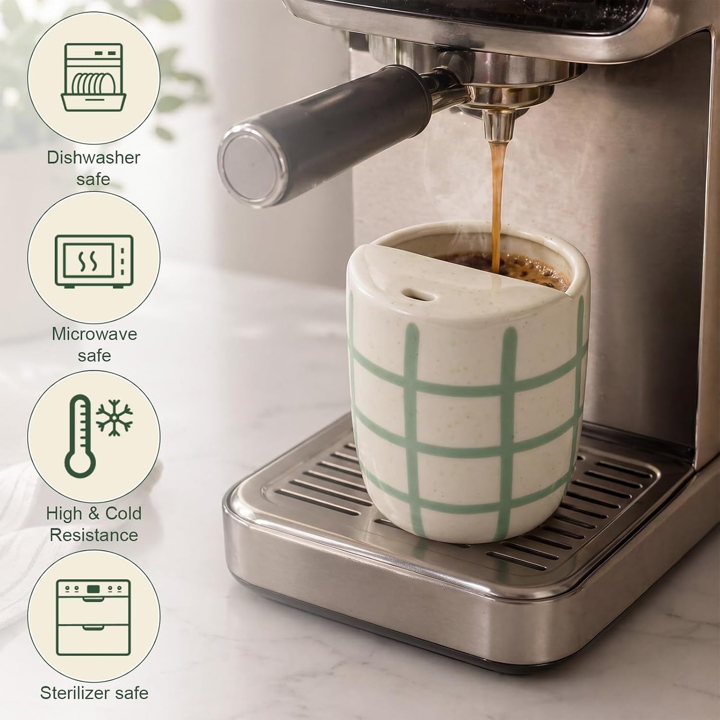 Ceramic Mug with Sip Hole 10 oz Novelty Food Pattern Ceramic Coffee Mug Hand Painted Travel Mugs Heat Resistant Non Slip Built in One Lid Handcraft Mugs for Coffee Lovers Appreciation Gift
