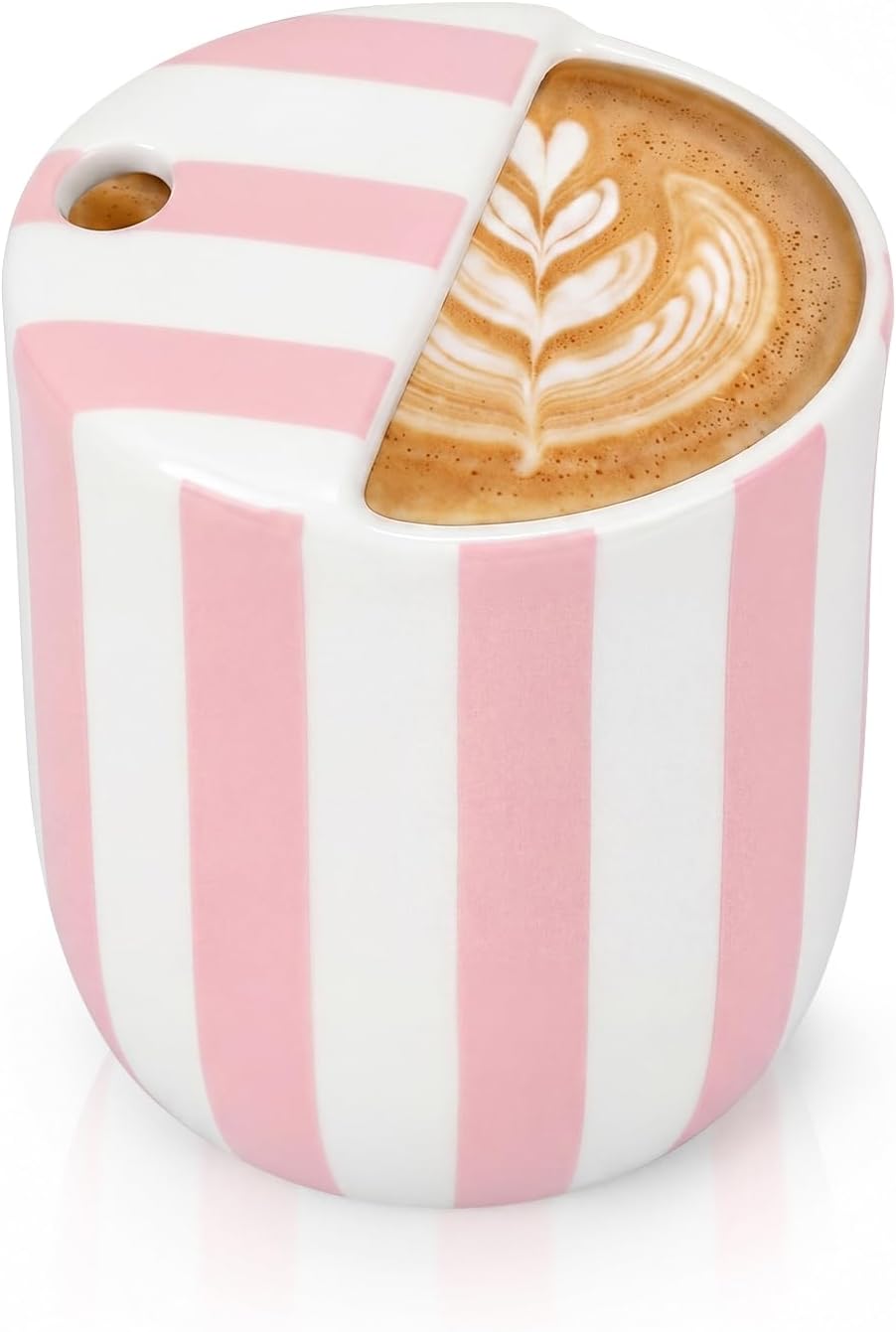 Ceramic Mug with Sip Hole 10 oz Novelty Food Pattern Ceramic Coffee Mug Hand Painted Travel Mugs Heat Resistant Non Slip Built in One Lid Handcraft Mugs for Coffee Lovers Appreciation Gift