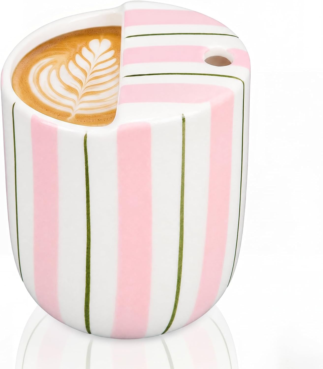 Ceramic Mug with Sip Hole 10 oz Novelty Food Pattern Ceramic Coffee Mug Hand Painted Travel Mugs Heat Resistant Non Slip Built in One Lid Handcraft Mugs for Coffee Lovers Appreciation Gift