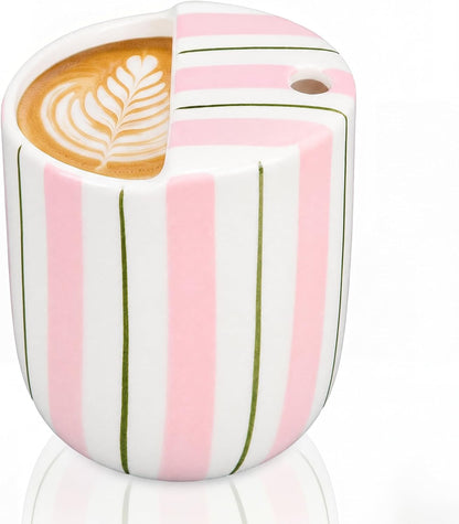 Ceramic Mug with Sip Hole 10 oz Novelty Food Pattern Ceramic Coffee Mug Hand Painted Travel Mugs Heat Resistant Non Slip Built in One Lid Handcraft Mugs for Coffee Lovers Appreciation Gift