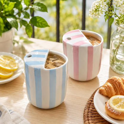 Ceramic Mug with Sip Hole 10 oz Novelty Food Pattern Ceramic Coffee Mug Hand Painted Travel Mugs Heat Resistant Non Slip Built in One Lid Handcraft Mugs for Coffee Lovers Appreciation Gift