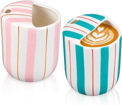 Ceramic Mug with Sip Hole 10 oz Novelty Food Pattern Ceramic Coffee Mug Hand Painted Travel Mugs Heat Resistant Non Slip Built in One Lid Handcraft Mugs for Coffee Lovers Appreciation Gift