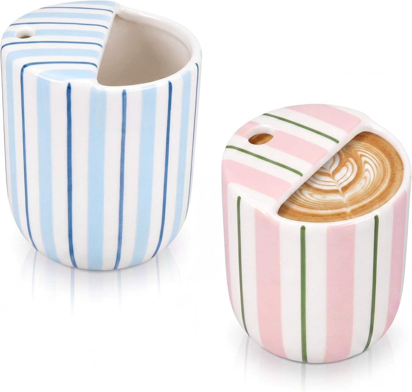 Ceramic Mug with Sip Hole 10 oz Novelty Food Pattern Ceramic Coffee Mug Hand Painted Travel Mugs Heat Resistant Non Slip Built in One Lid Handcraft Mugs for Coffee Lovers Appreciation Gift