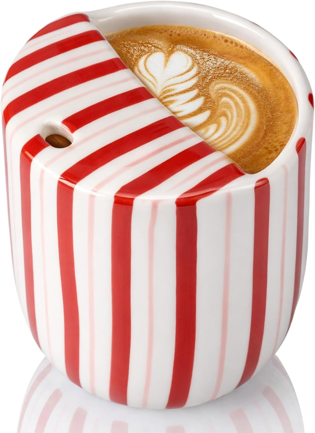 Ceramic Mug with Sip Hole 10 oz Novelty Food Pattern Ceramic Coffee Mug Hand Painted Travel Mugs Heat Resistant Non Slip Built in One Lid Handcraft Mugs for Coffee Lovers Appreciation Gift