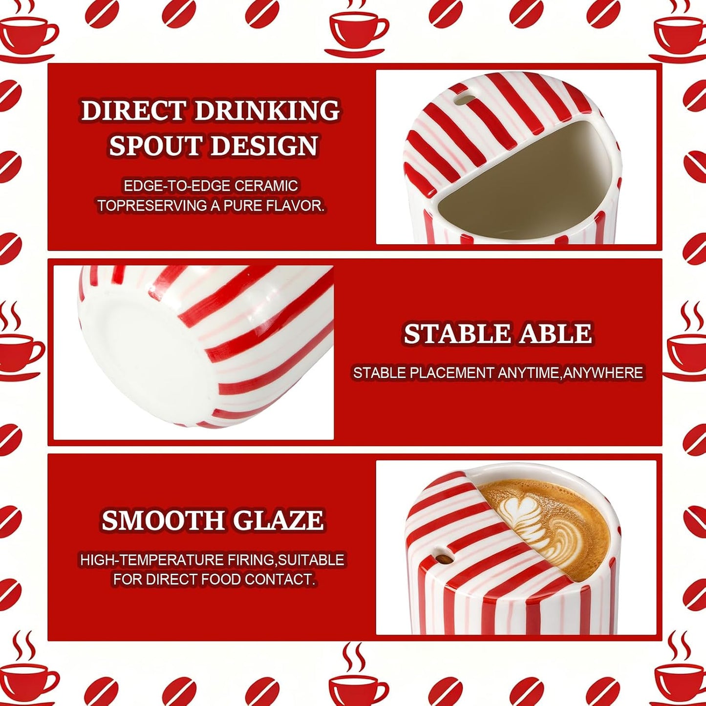 Ceramic Mug with Sip Hole 10 oz Novelty Food Pattern Ceramic Coffee Mug Hand Painted Travel Mugs Heat Resistant Non Slip Built in One Lid Handcraft Mugs for Coffee Lovers Appreciation Gift