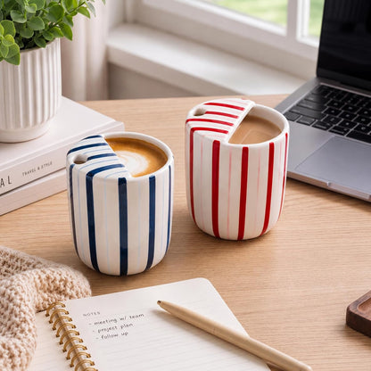 Ceramic Mug with Sip Hole 10 oz Novelty Food Pattern Ceramic Coffee Mug Hand Painted Travel Mugs Heat Resistant Non Slip Built in One Lid Handcraft Mugs for Coffee Lovers Appreciation Gift