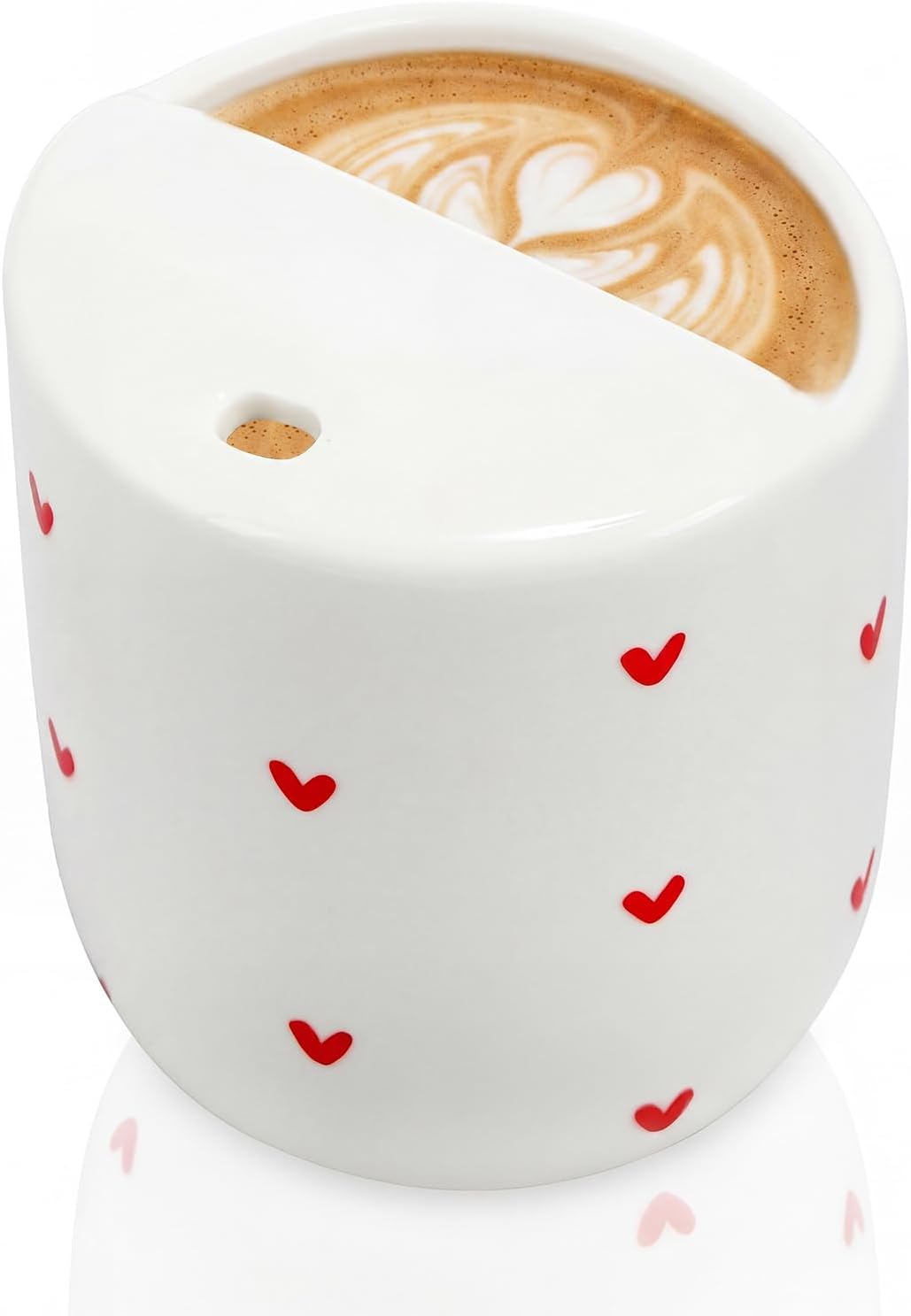 Ceramic Mug with Sip Hole 10 oz Novelty Food Pattern Ceramic Coffee Mug Hand Painted Travel Mugs Heat Resistant Non Slip Built in One Lid Handcraft Mugs for Coffee Lovers Appreciation Gift