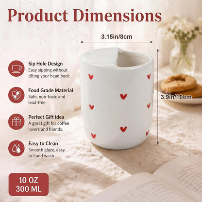 Ceramic Mug with Sip Hole 10 oz Novelty Food Pattern Ceramic Coffee Mug Hand Painted Travel Mugs Heat Resistant Non Slip Built in One Lid Handcraft Mugs for Coffee Lovers Appreciation Gift